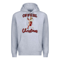 Heather Grey cowgirl christmas Premium Hoodie - MaliasSmallBusiness