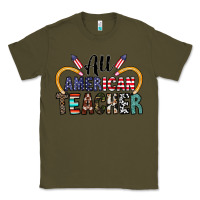 Army Green all american teacher Classic Tee - CowhideDigitalArt