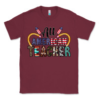 Burgundy all american teacher Classic Tee - CowhideDigitalArt