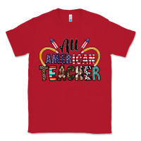 Red all american teacher Classic Tee - CowhideDigitalArt