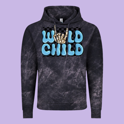 Vintage Hoodie wild child blue skeleton