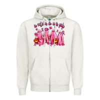 Oatmeal Heather in october we wear pink ghosts Zipper Hoodie - AdoDesignShop