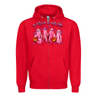 Red in october we wear pink ghosts Zipper Hoodie - AdoDesignShop