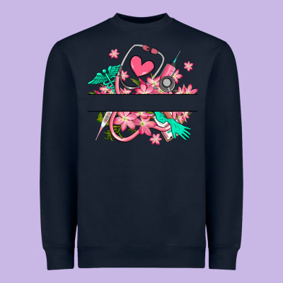 Heavyweight Sweatshirt nurse flowers custom name design