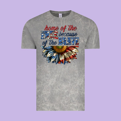 Vintage Tee home of the free because of the brave sunflower bi