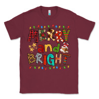 Burgundy Merry And Bright Classic Tee - FaDigitalArtStudio
