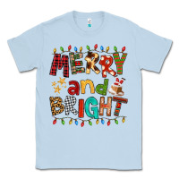 Dusty Blue Merry And Bright Classic Tee - FaDigitalArtStudio