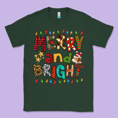 Merry And Bright Classic Tee Designed By Fadigitalartstudio