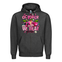 Charcoal Heather in october we wear pink teachers Zipper Hoodie - AdoDesignShop