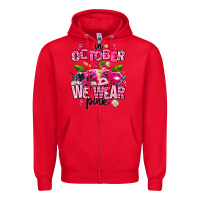 Red in october we wear pink teachers Zipper Hoodie - AdoDesignShop