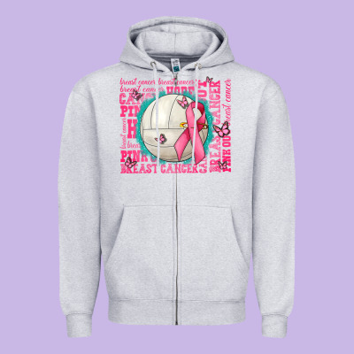 Pink Out Breast Cancer Volleyballs Zipper Hoodie Designed By Adodesignshop