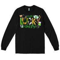 Black st patricks day one lucky nurse Long Sleeve Tee - Neo Western