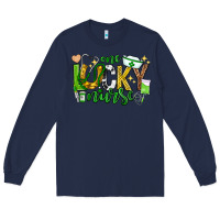 Navy st patricks day one lucky nurse Long Sleeve Tee - Neo Western