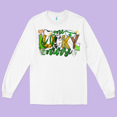 St Patricks Day One Lucky Nurse Long Sleeve Tee Designed By Neo Western