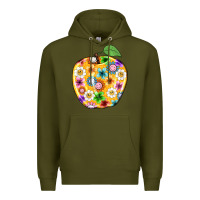 Army Green colorful flora apple teacher Premium Hoodie - NancyCooperArtShop