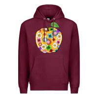 Burgundy colorful flora apple teacher Premium Hoodie - NancyCooperArtShop