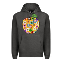 Charcoal Heather colorful flora apple teacher Premium Hoodie - NancyCooperArtShop