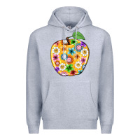 Heather Grey colorful flora apple teacher Premium Hoodie - NancyCooperArtShop