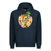 Navy colorful flora apple teacher Premium Hoodie - NancyCooperArtShop