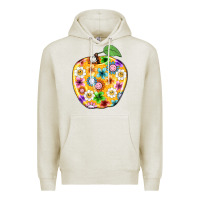 Oatmeal Heather colorful flora apple teacher Premium Hoodie - NancyCooperArtShop