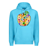 Ocean Blue colorful flora apple teacher Premium Hoodie - NancyCooperArtShop