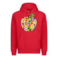 Red colorful flora apple teacher Premium Hoodie - NancyCooperArtShop