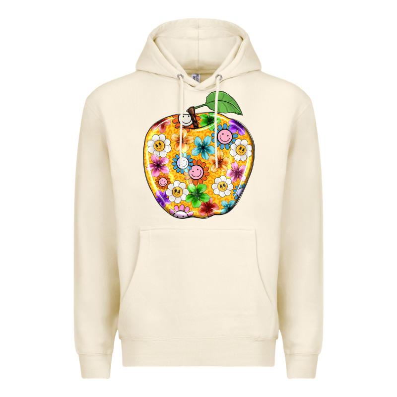 Colorful Flora Apple Teacher Premium Hoodie by NancyCooperArtShop | Teevron