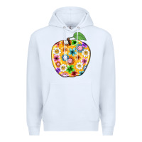 White colorful flora apple teacher Premium Hoodie - NancyCooperArtShop