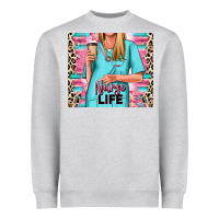 Heather Grey nurse life blonde woman Heavyweight Sweatshirt - RanaPortraitStore