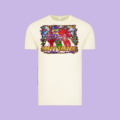 Vintage Tee happy easter roosters