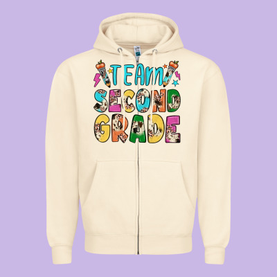 Team Second Grade Zipper Hoodie Designed By Jahusdesignshop