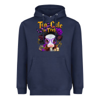 Navy too cute to trick halloween baby calf Heavyweight Hoodie - Jasminsmagicworld