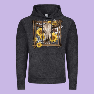 Vintage Hoodie western bull skull