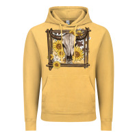 Vintage Mustard western bull skull Vintage Hoodie - MaliasSmallBusiness