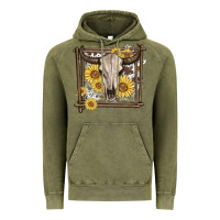 Vintage Olive western bull skull Vintage Hoodie - MaliasSmallBusiness