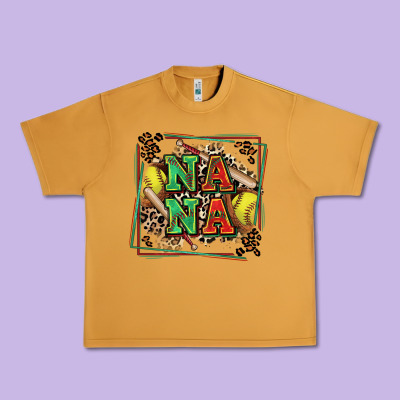 Softball Nana With Leopard Urban Heavy Tee Designed By Zillion Design Studio
