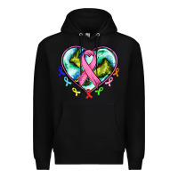 Black heart earth and cancer ribbon Premium Hoodie - AdoDesignShop