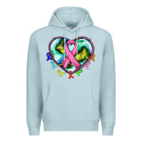 Blue Mist heart earth and cancer ribbon Premium Hoodie - AdoDesignShop