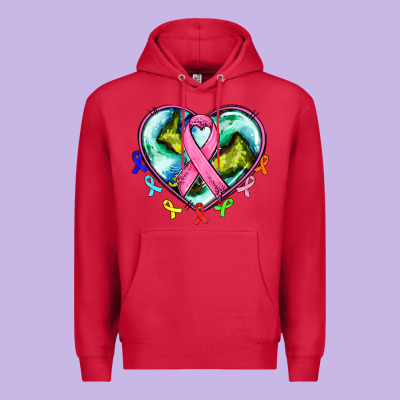 Heart Earth And Cancer Ribbon Premium Hoodie Designed By Adodesignshop