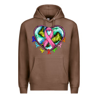 Chestnut heart earth and cancer ribbon Premium Hoodie - AdoDesignShop