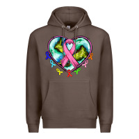 Coffee heart earth and cancer ribbon Premium Hoodie - AdoDesignShop