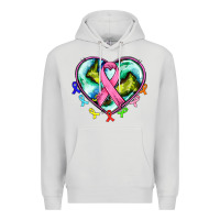 Dove Grey heart earth and cancer ribbon Premium Hoodie - AdoDesignShop