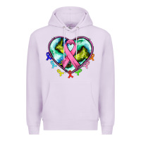 Lilac heart earth and cancer ribbon Premium Hoodie - AdoDesignShop