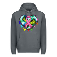 Rock heart earth and cancer ribbon Premium Hoodie - AdoDesignShop