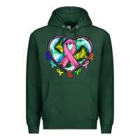 Sports Green heart earth and cancer ribbon Premium Hoodie - AdoDesignShop