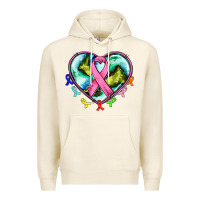 Tofu heart earth and cancer ribbon Premium Hoodie - AdoDesignShop