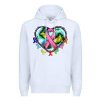 White heart earth and cancer ribbon Premium Hoodie - AdoDesignShop