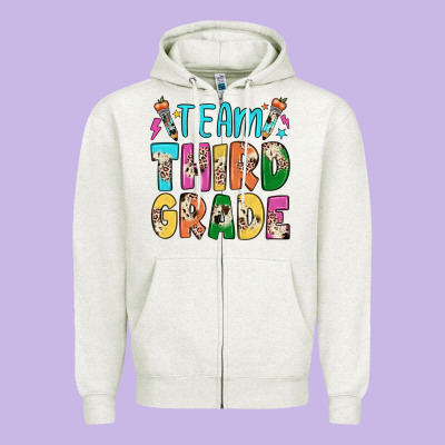 Team Third Grade Zipper Hoodie Designed By Jahusdesignshop