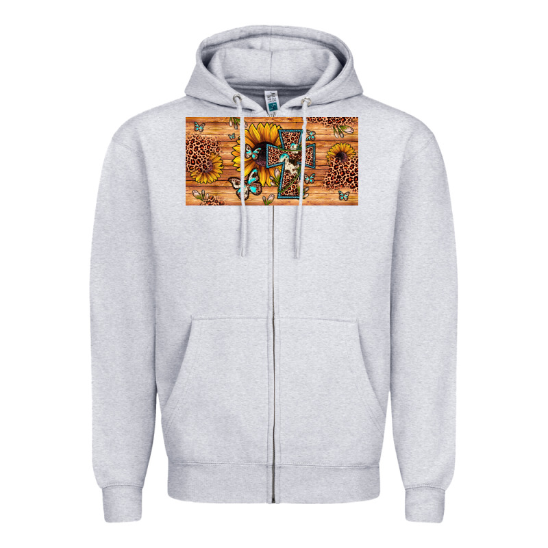 Leopard Cross Butterfly Sunflower Zipper Hoodie by JahusDesignShop | Teevron