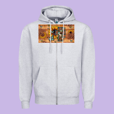Leopard Cross Butterfly Sunflower Zipper Hoodie Designed By Jahusdesignshop